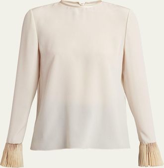 Valentino Garavani Flutter-Cuff Matte Shirt