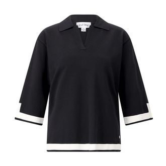 Joseph Ribkoff Truien & Vesten, Dames, Zwart, XL, Klassieke Polo Kraag V-Hals Trui