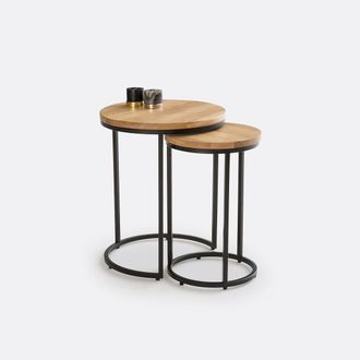 La Redoute Interieurs Set van 2 eiken en metalen bijzettafels, Vova