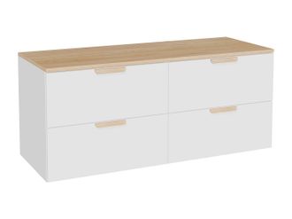 Vente-Unique Mueble de ba&ntilde;o suspendido con encimera - Blanco - An. 120 cm AVORELI