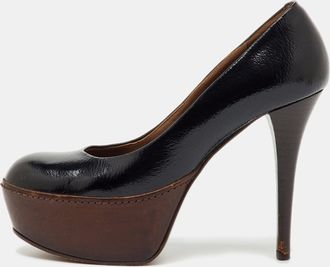 Marni Black Patent Leather Round Toe Platform Pumps
