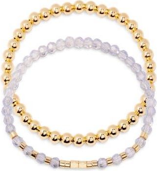 Brook & York Makenna Set of 2 Birthstone Beaded Stretch Bracelets in Gold at Nordstrom Rack