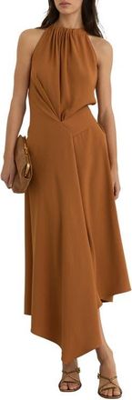 Reiss Maeve Asymmetric Sleeveless Midi Dress in Rust Orange at Nordstrom, Size 10 Us