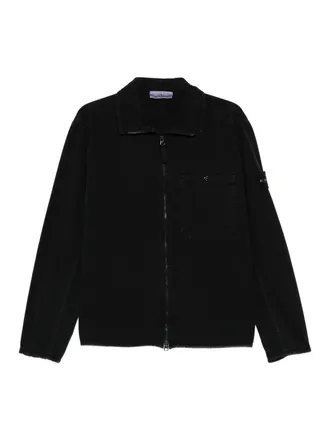 Stone Island Black Organic Panama Cotton Overshirt