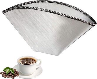 OEM Filtro De Caf&eacute; Reutilizable De Acero Inoxidable, Cono De Metal Fijo Para 4-6 Tazas Con Malla Fina, Filtro Plegable Sin Papel