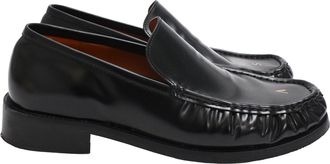 Acne Studios Logo Debossed Loafers in Black Calf Leather