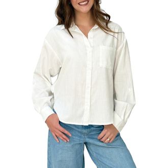Wash Lab Denim Marlow Relaxed Shirt in Bright White at Nordstrom, Size X-Large
