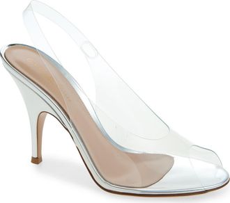 Gianvito Rossi Clear Slingback Sandal in Silver at Nordstrom, Size 8.5Us
