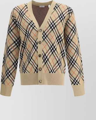Burberry check pattern wool cardigan