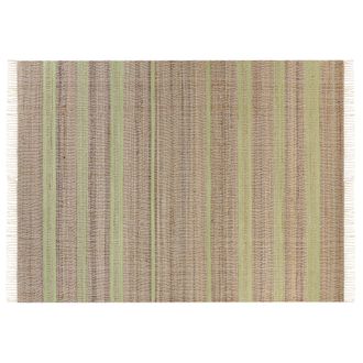 Beliani Alfombra De Yute Beige Claro Natural Verde Claro 160 X 230 Cm A Rayas Borlas Talpur
