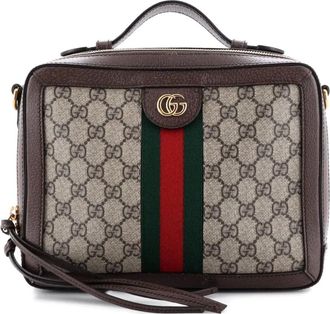Gucci Ophidia Zip Around Camera Bag GG Coated Canvas Small shoulder bag - Bruin