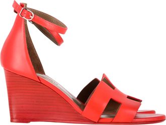 Hermès Pre-owned Womens Hermès Legend Wedge Sandals in Red Leather - Size EU 39