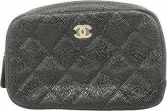 Chanel Black Grained Calfskin Pouch (Pre-Owned)
