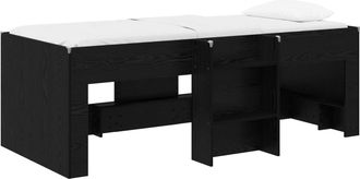 vidaXL Marco De Cama Alta Para Ni&ntilde;os Roble Negro 98.5 X 200 Cm Vidaxl