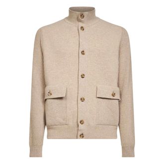 Lardini Truien & Vesten, Heren, Beige, 2Xl, Beige Gebreid Dubbel Jack