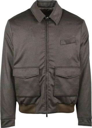 LUIGI BORRELLI NAPOLI Brown Cashmere Aviator Jacket