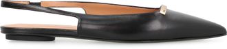 Tod's Womens Pointy-Toe Slingback Ballet Flats Black Calf Ballerina Shoes