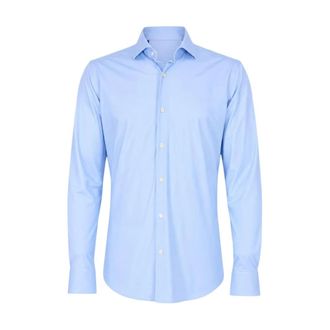 Caliban Lange Mouwen Overhemd - Heren - Zakelijke Overhemden - Blauw - S - Katoen - Overhemden