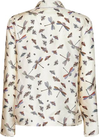 Gucci Womens Shirt Printed Silk Twill Ivory