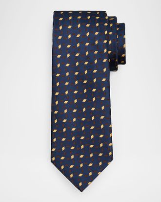 Charvet Men & apos;s Diamond Crisscross Jacquard Silk Tie