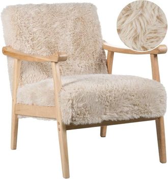 Beliani Armchair LEKNES Faux Fur Light Beige