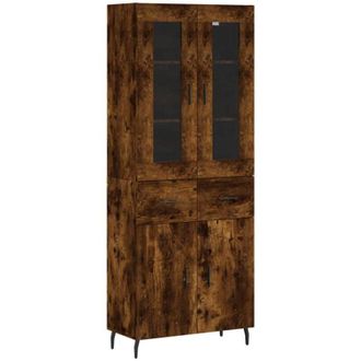 vidaXL Highboard Smoked Oak 69.5x34x180 cm Engineered Wood Vidaxl