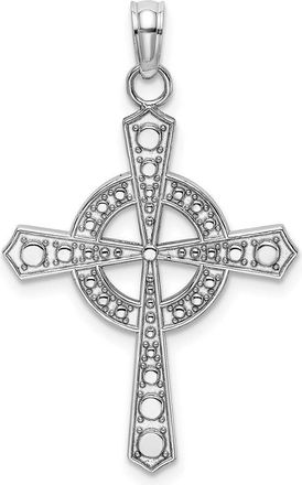 Diamond2Deal 14K White Gold Beaded Celtic Cross Eternity Charm