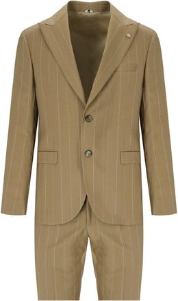 Manuel Ritz Beige Pinstripe Single Breasted Suit