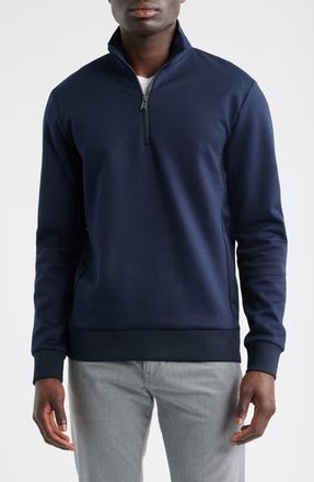BOSS Sidney Quarter Zip Pullover in Dark Blue at Nordstrom, Size Xx-Large