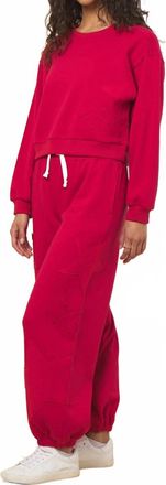 Vintage Havana Fleece Crewneck With Star Applique Sweatshirt In Scarlet