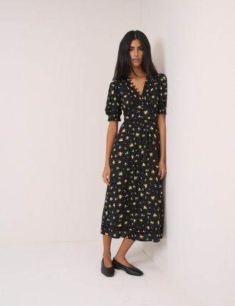 Nobody's Child Black Floral Saffy Midi Dress