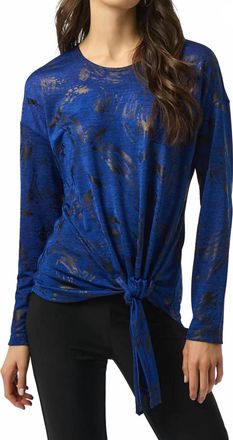 Joseph Ribkoff Abstract Print Scoop Neck Long Sleeves Straight Top In Royal Sapphire/black
