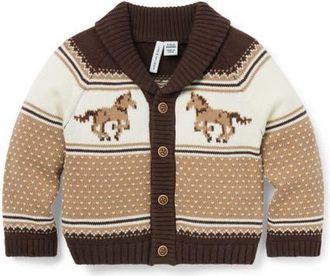Janie and Jack The Little Equestrian Baby Cardigan in Brown at Nordstrom, Size 6-12M
