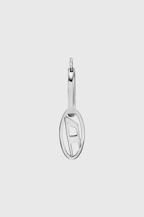 Diesel Stainless Steel Hoop Earring - Earrings - Unisex - Silver