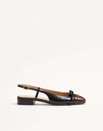 Valentino Garavani Ballerina Slingback Valet Du Roi In Capretto 25Mm Donna NERO/CAFF&Egrave; 35.5