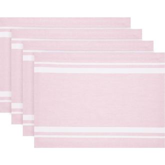 Solino Home Linen Placemats - French Stripe, 14 x 19 in White And Dusty Pink at Nordstrom, Size Medium