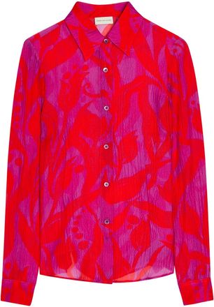 Dries Van Noten Cloudy Printed Silk Shirt - Fuchsia - 34 (UK6 / XS)