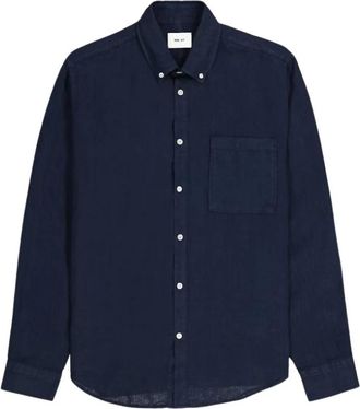 Nn.07 Shirts - Heren - Casual Overhemden - Blauw - 2XL - Linnen - Overhemden