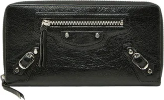 Balenciaga Black Leather Long Wallet (Bi-Fold) (Pre-Owned)