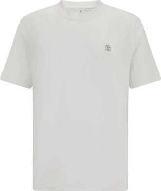Brunello Cucinelli Katoenen Crew Neck T-shirt - Heren - T-shirts - Beige - 2XL - Katoen - Tops
