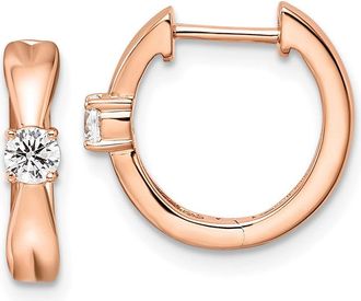 Diamond2Deal 14K Rose Gold 1/5 ct Lab Grown Diamond Hinged Hoop Earrings VS Clarity, G-H Color