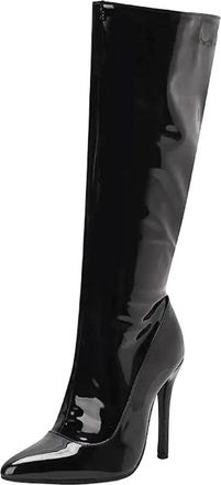 Generic Womens Sexy Knee High Boots Pointed Toe Super High Stiletto Heel With Side Zipper For Parties And Dating Events