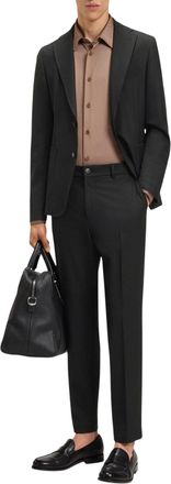 HUGO BOSS Herenblazer met reverskraag en normale pasvorm (Zwart)