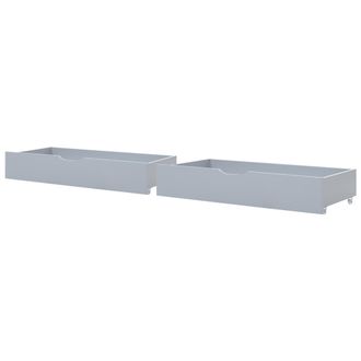 Beliani Beliani - Conjunto De 2 Cajones De Almacenaje Para Cama De Madera Maciza Gris Cronat