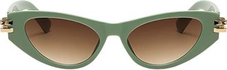 Fifth and Ninth Story 69mm Oversize Polarized Cat Eye Sunglasses in Green/Brown at Nordstrom