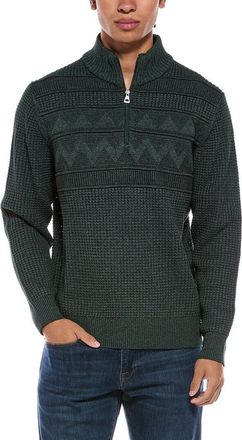 Weatherproof Vintage Textured Zig Zag Yoke 1/4-Zip Mock Neck Sweater
