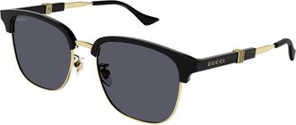 Gucci Clubmaster Zonnebrillen - Heren - Zonnebrillen - Zwart - 55 MM - Leer - Accessoires