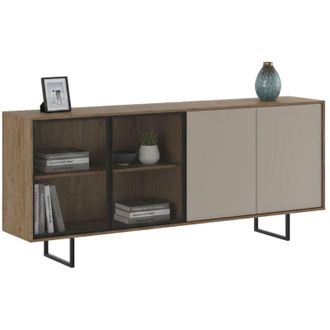 Dmora Credenza Malnate, Madia Cassetti, 3 Ripiani, Apertura Battente, 200x40x87h cm Marrone Noce