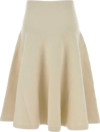 Alaia Womens A-Line Skirt Beige Cashmere Wool Nylon