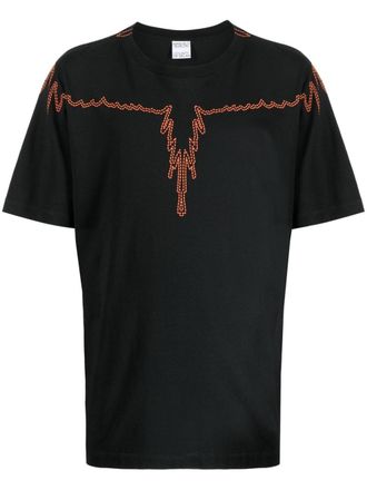 Marcelo Burlon T-shirt con ricamo Icon Wings - Nero